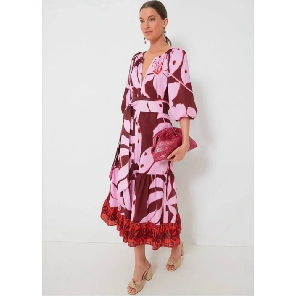 Tuckernuck Pink Palms Lyles Dress Women's Large Pink Floral Pockets NO BELT